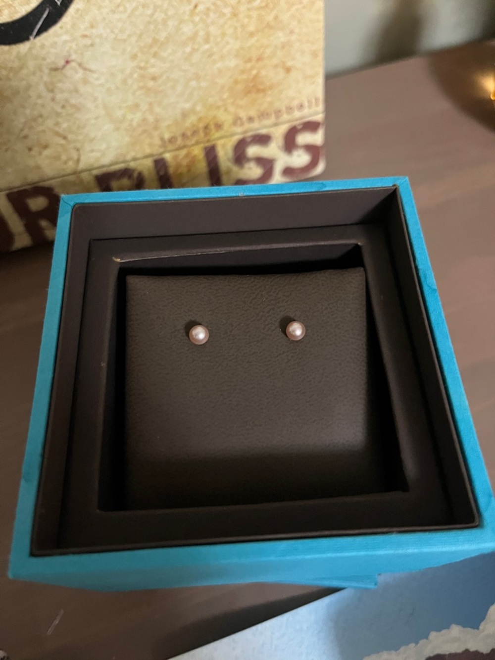 Birks Pink Pearl Stud Earrings in Gift Box